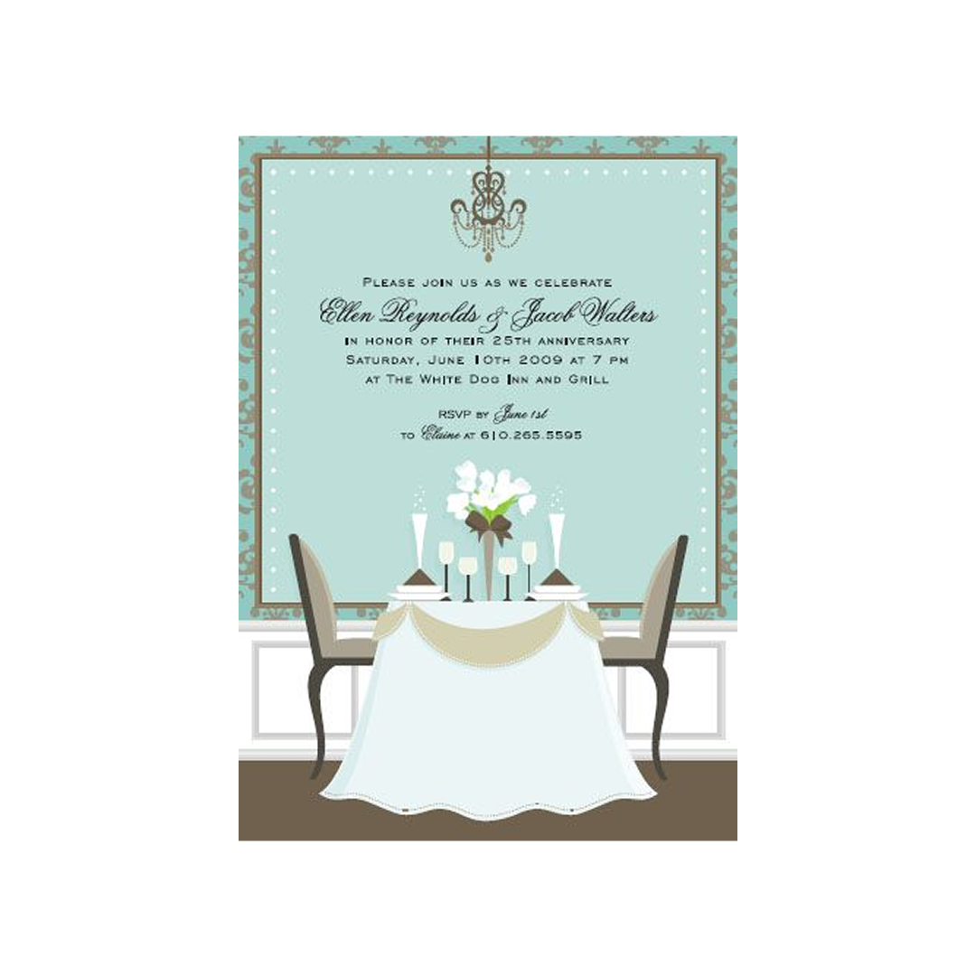 AQUA DINNER TABLE - BLANK STOCK INVITATION