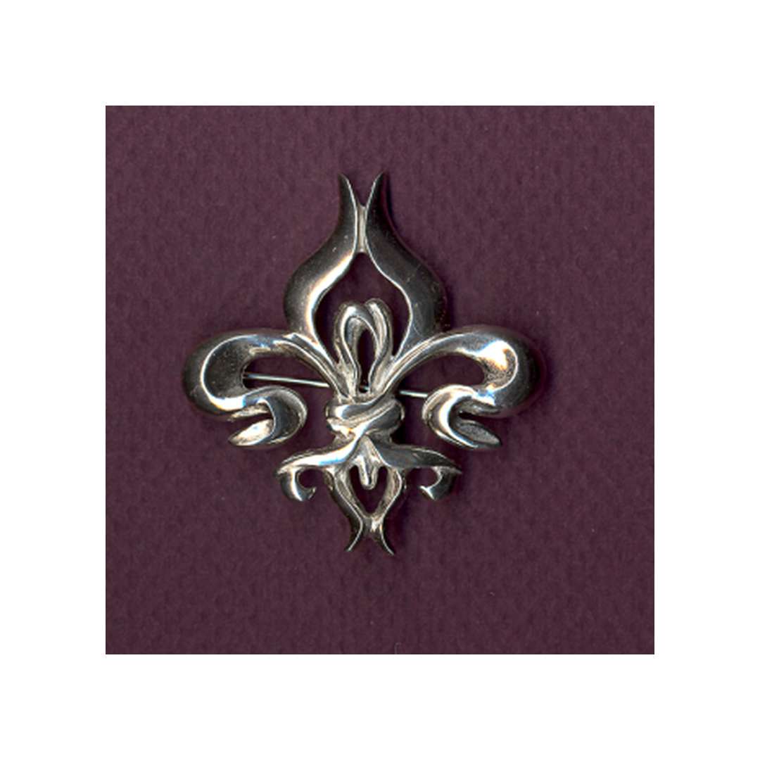 MAURICE MILLEUR ART DECO FLEUR DE LIS PEWTER PIN/BROOCH