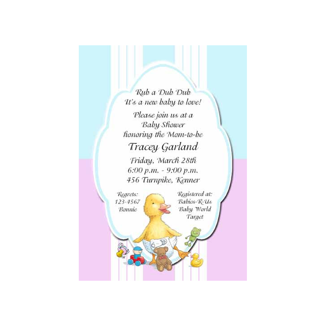 BABY DUCK WITH TOYS CUSTOM INVITATION