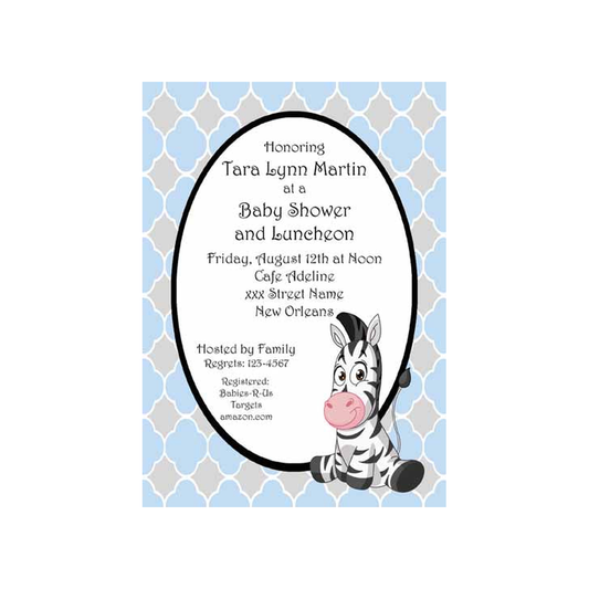 BABY GIRL-BOY ZEBRA CUSTOM INVITATION