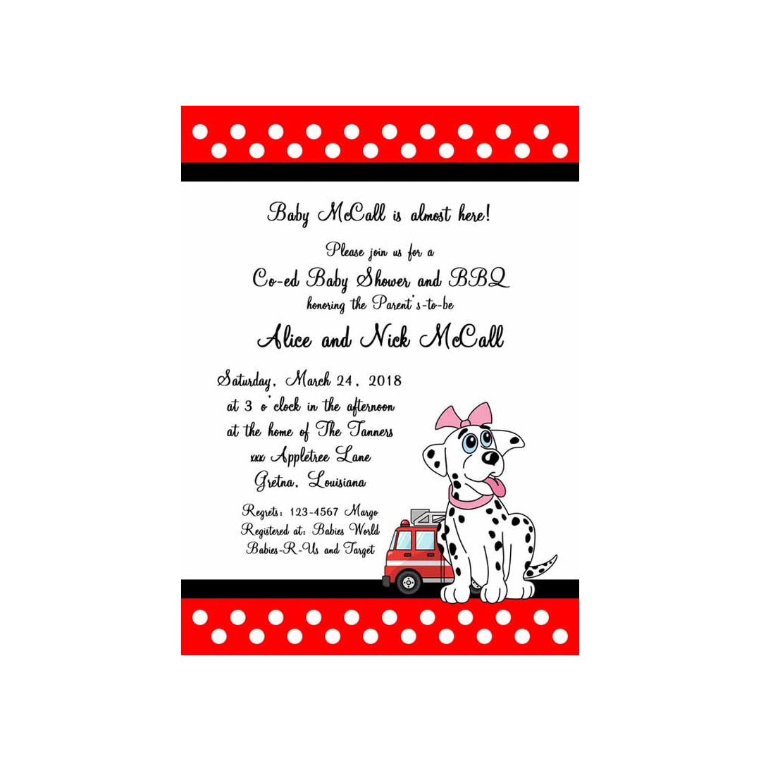 BABY GIRL DALMATIAN CUSTOM INVITATION