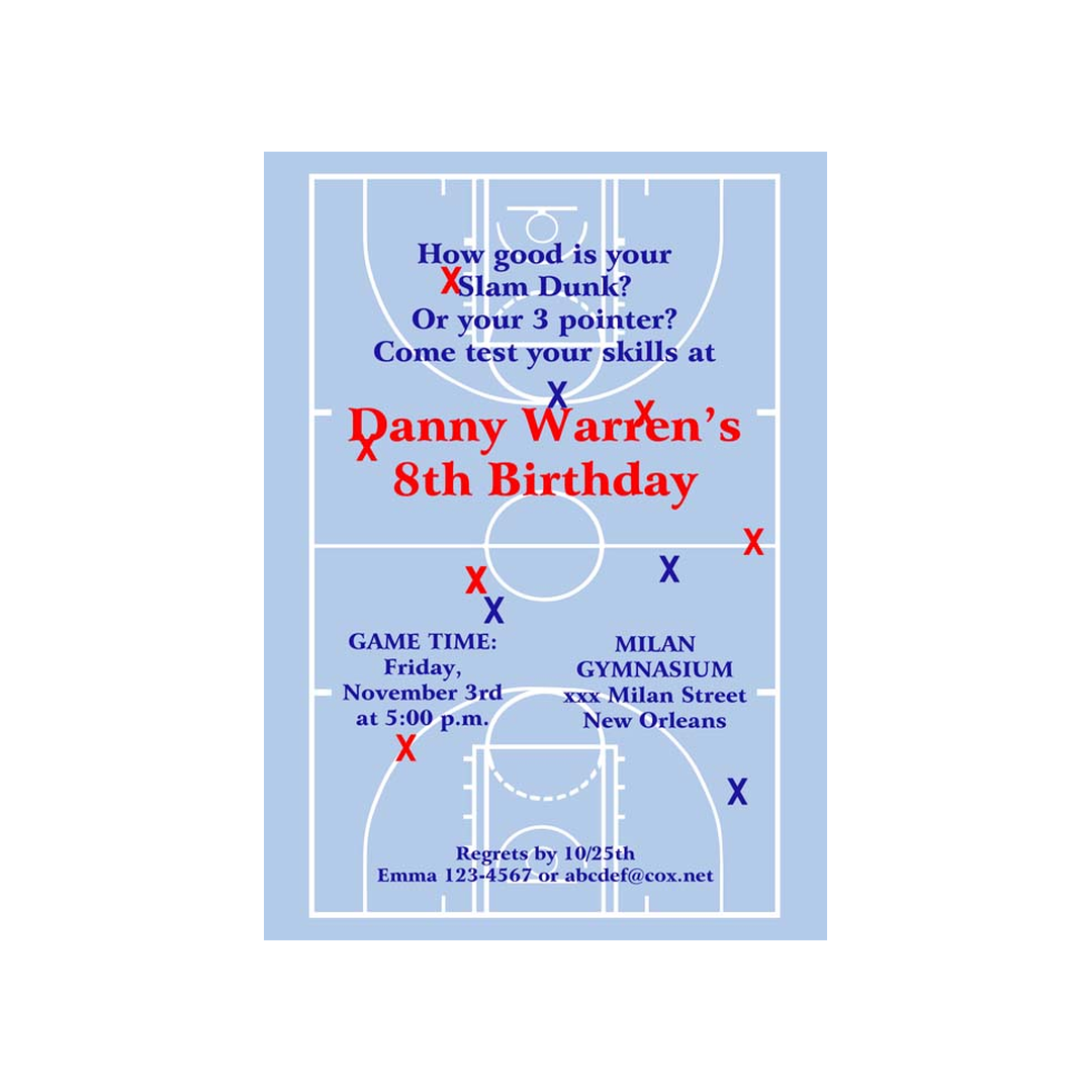 BASKETBALL COURT CUSTOM INVITATION