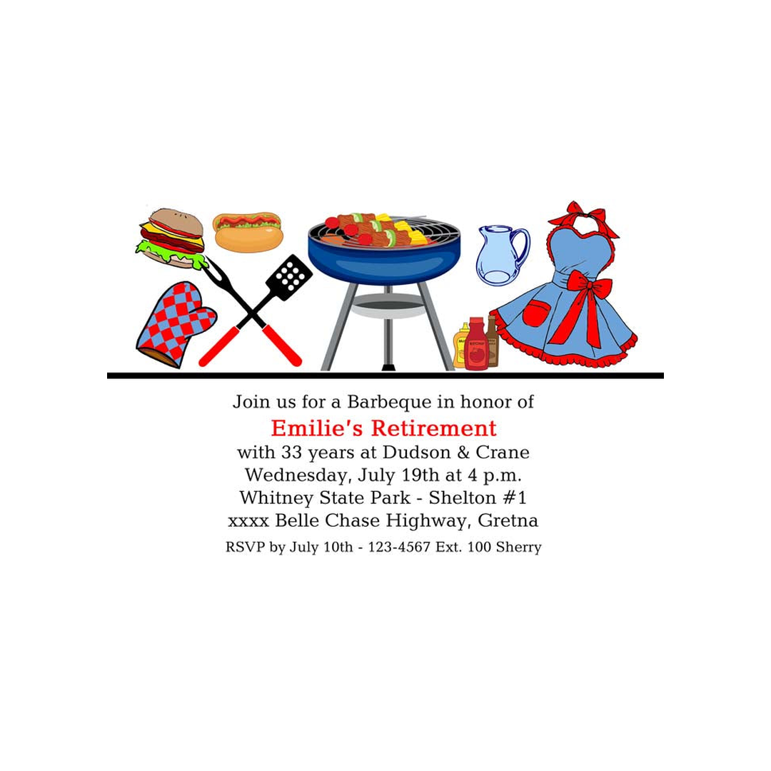 BBQ ITEMS CUSTOM INVITATION