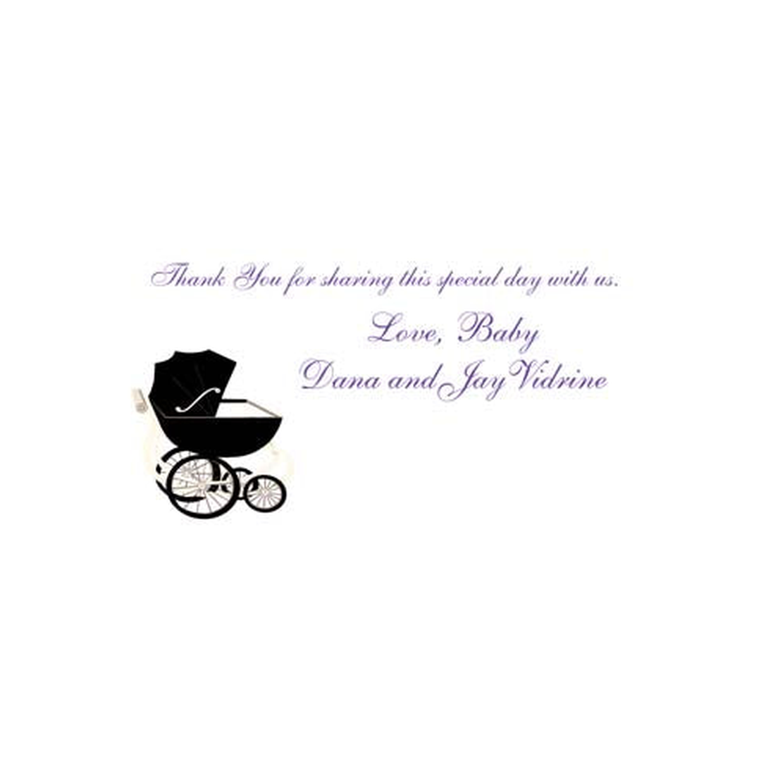 BLACK BABY BUGGY OR PRAM PERSONALIZED GIFT OR CALLING CARDS