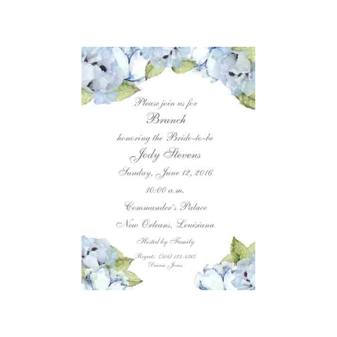 BLUE PEONIES CUSTOM INVITATION