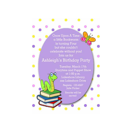 BOOK WORM CUSTOM INVITATION
