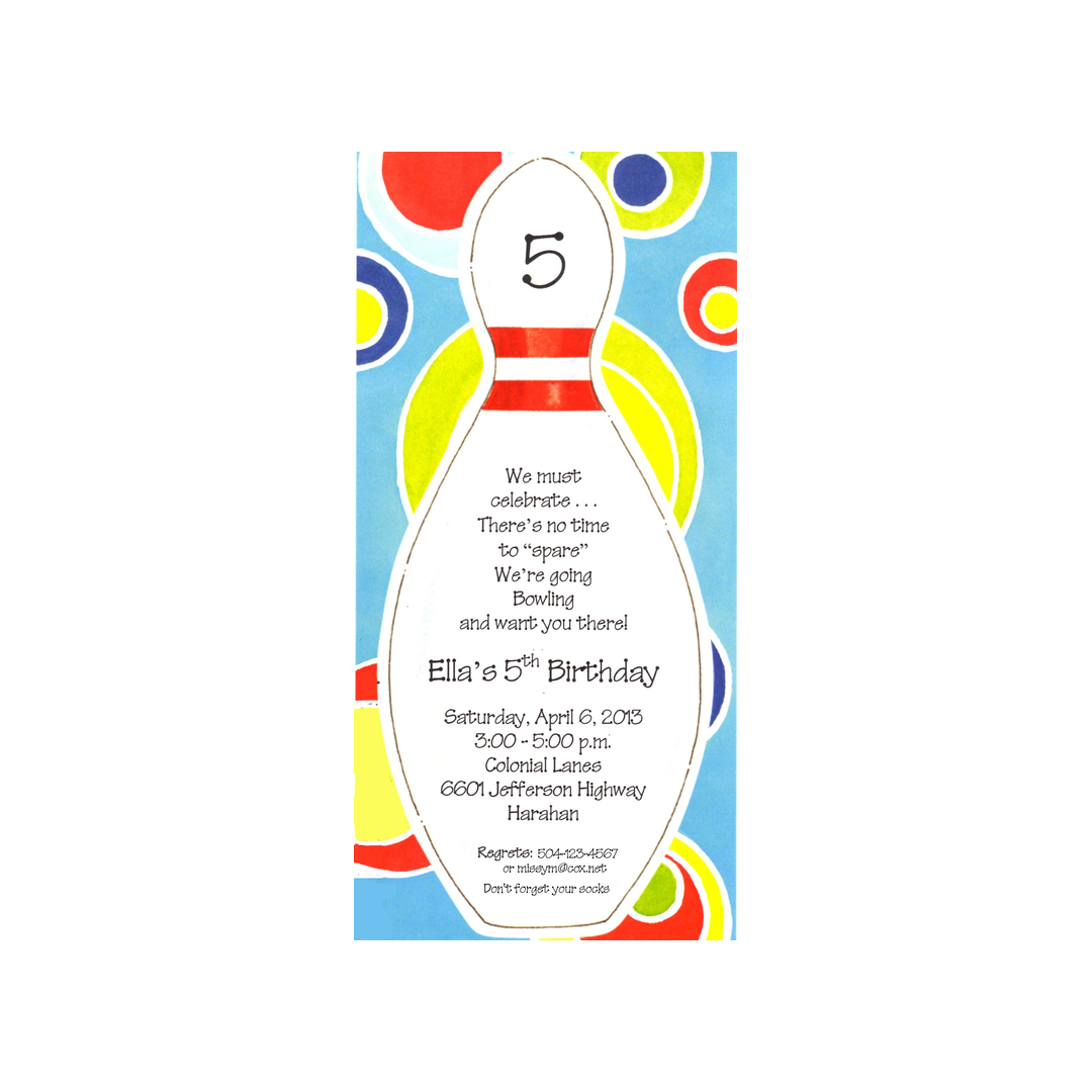 BOWLING PIN - BLANK STOCK INVITATION