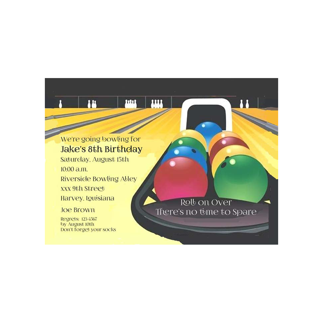 BOWLING RETURN AND BALLS CUSTOM INVITATION