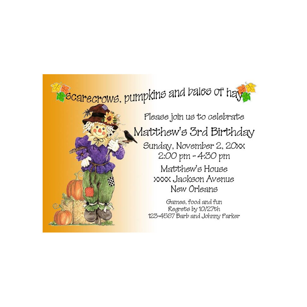 BOY OR GIRL SCARECROW CUSTOM INVITATION