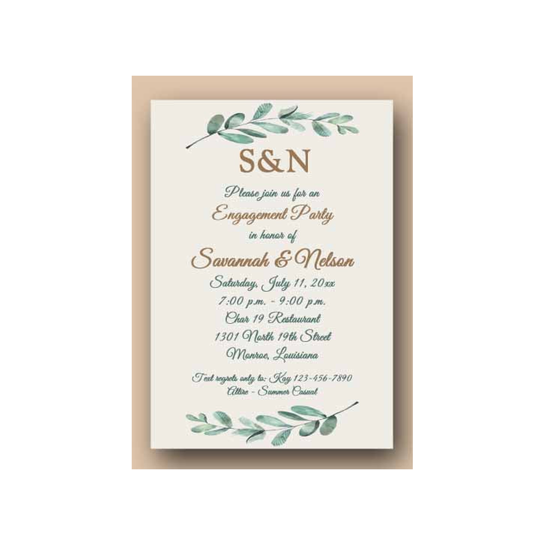 BRANCHES OF OLIVE LEAVES CUSTOM INVITATION