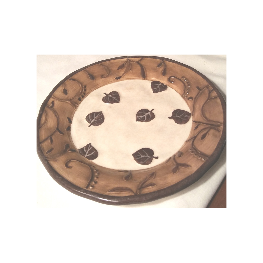 BROWN LEAF 8" CERAMIC PLATE