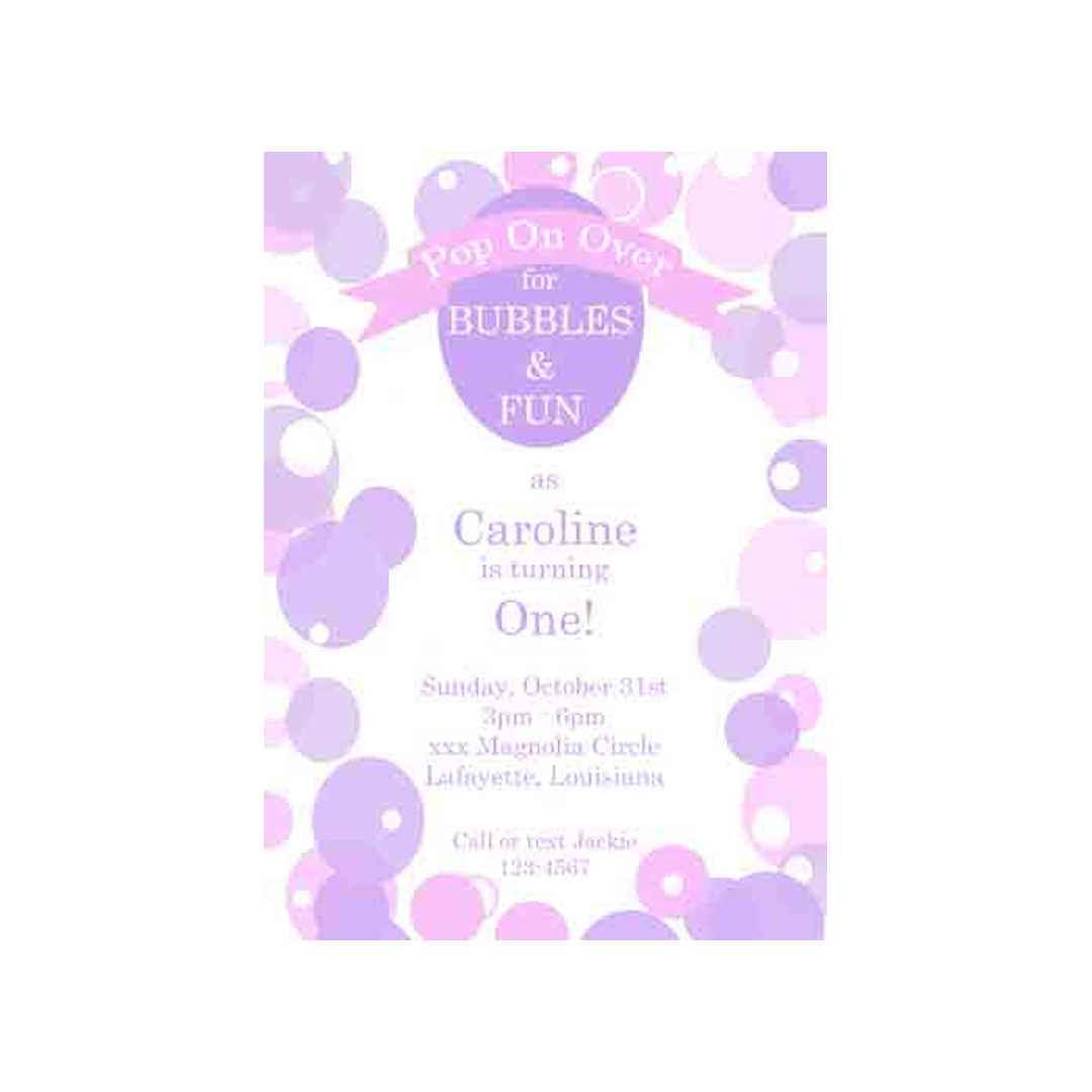 BUBBLES CUSTOM INVITATION