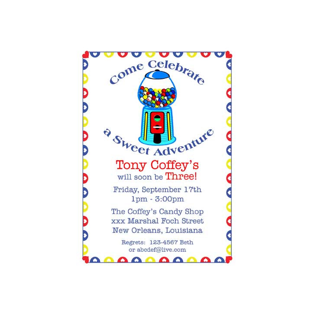 BUBBLE GUM MACHINE CUSTOM INVITATION