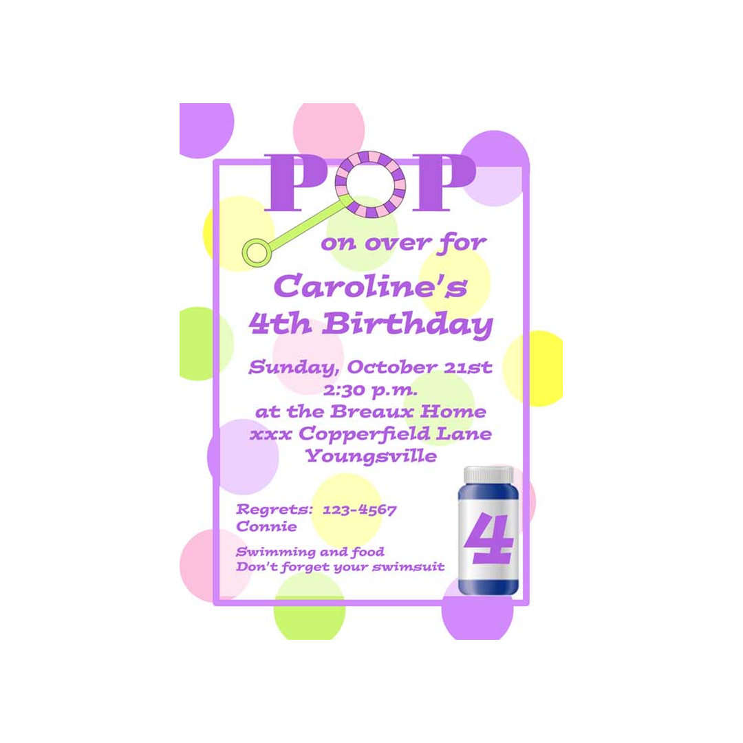 BUBBLE SOLUTION AND WAND CUSTOM INVITATION