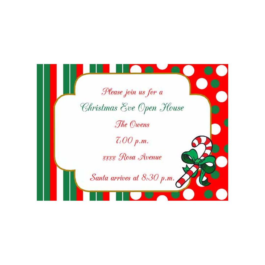 CANDY CANE DOTS AND STRIPES CUSTOM INVITATION