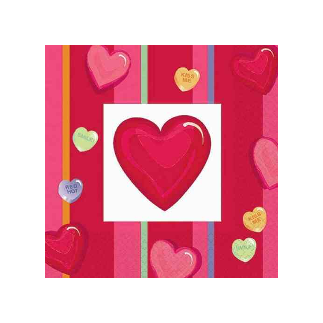 CANDY HEARTS BEVERAGE NAPKINS