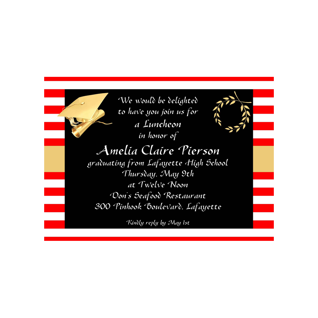 CAP AND LAUREL WREATH GRADUATION CUSTOM INVITATION