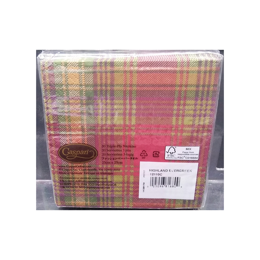 CASPARI HIGHLAND EVERGREEN PAPER BEVERAGE NAPKINS