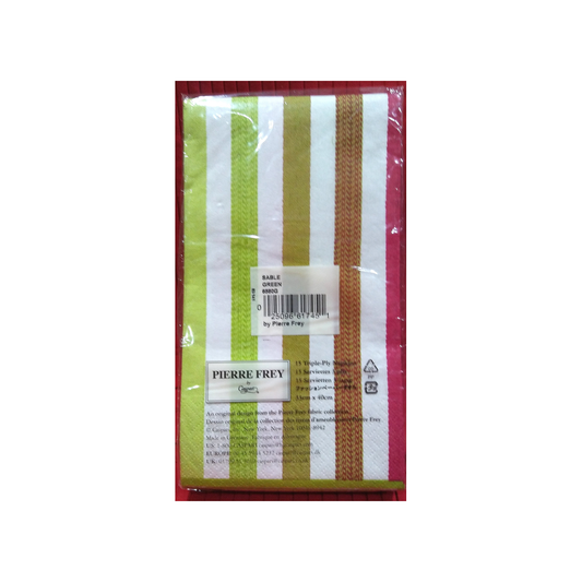 CASPARI SABLE GREEN STRIPED PAPER GUEST TOWELS
