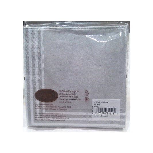 CASPARI SILVER STRIPE BORDER PAPER LUNCHEON NAPKINS