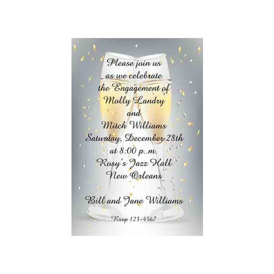 CHAMPAGNE FLUTES CONFETTI CUSTOM INVITATION
