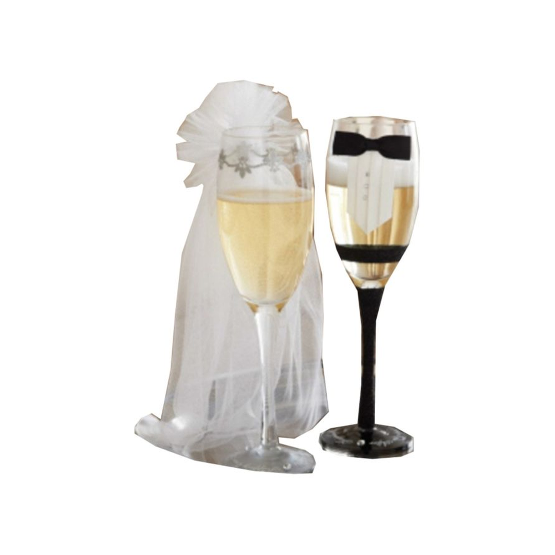 CHAMPAGNE GLASSES WITH ADORNMENTS