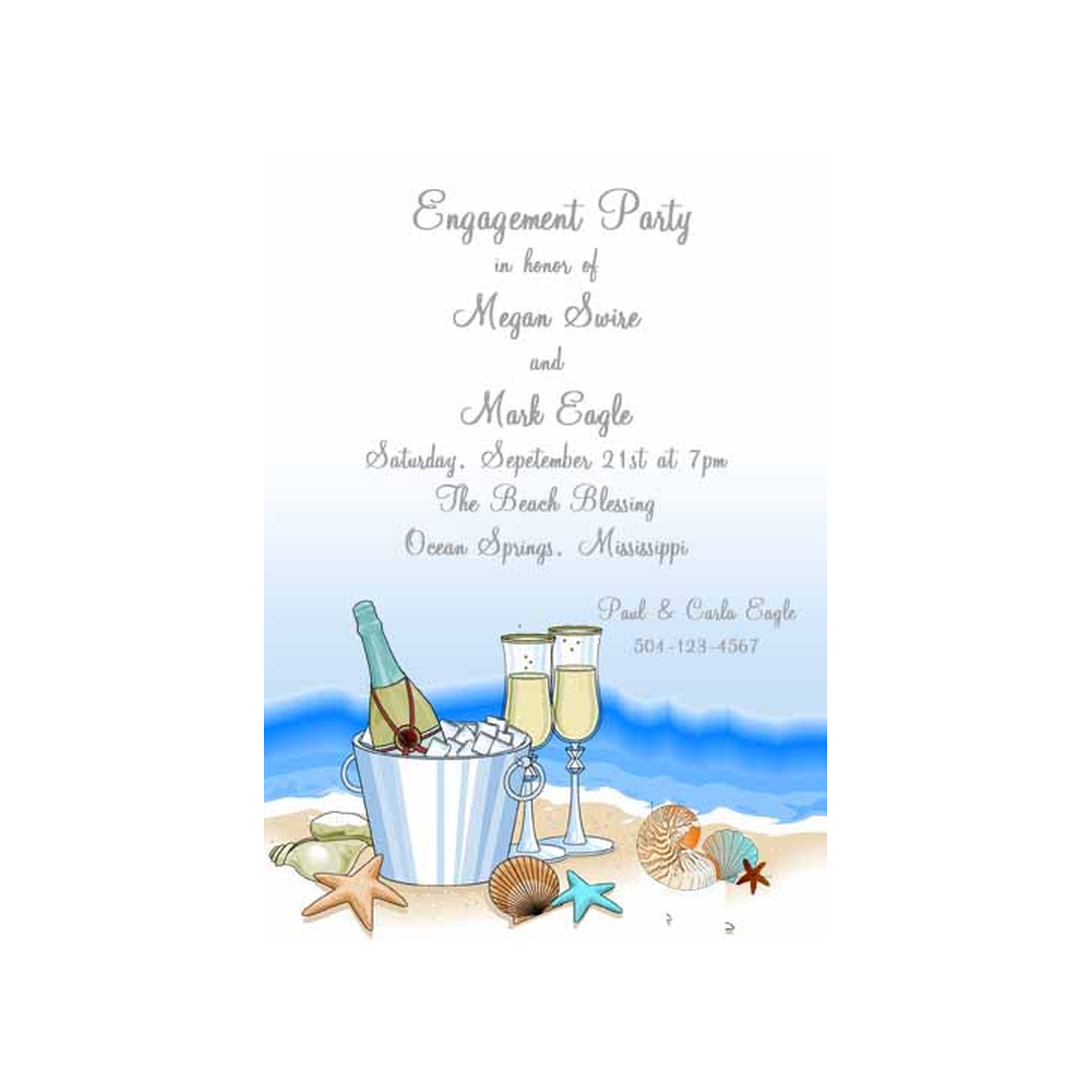 CHAMPAGNE ON THE BEACH CUSTOM INVITATION