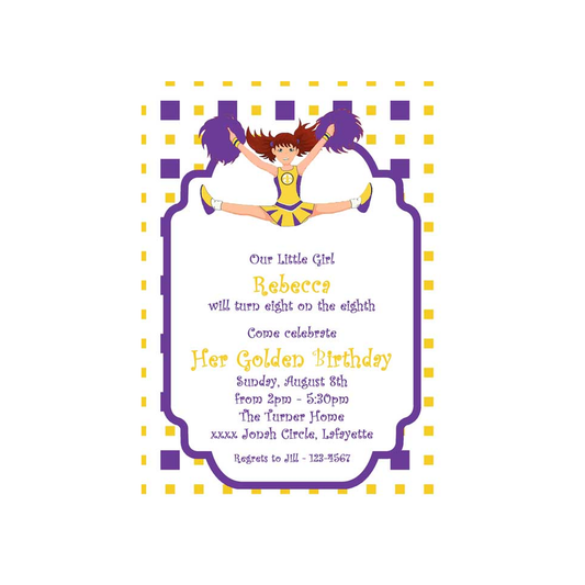 CHEERLEADER IN FAVORITE COLORS CUSTOM INVITATION