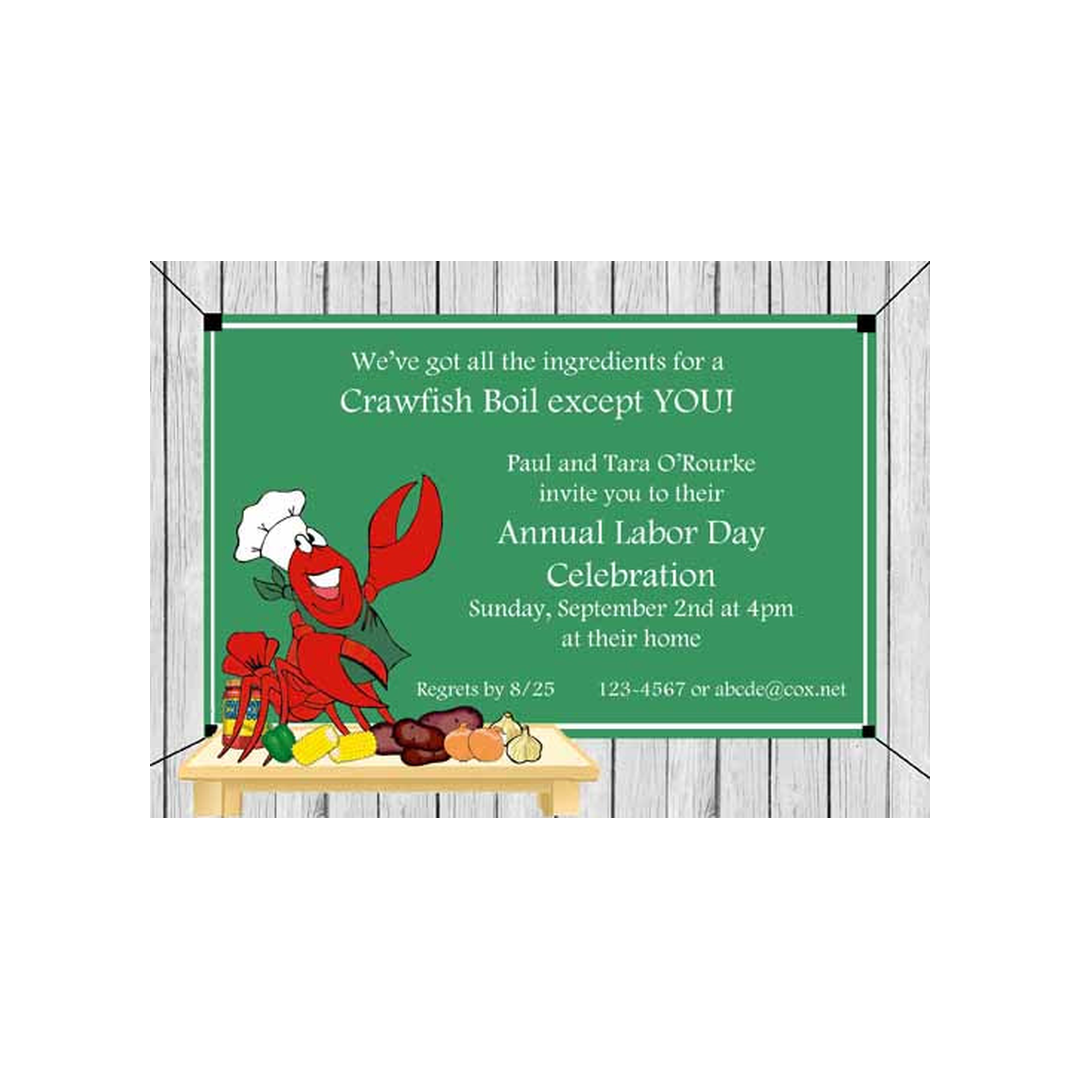CHEF CRAWFISH WITH THE FIXINGS CUSTOM INVITATION