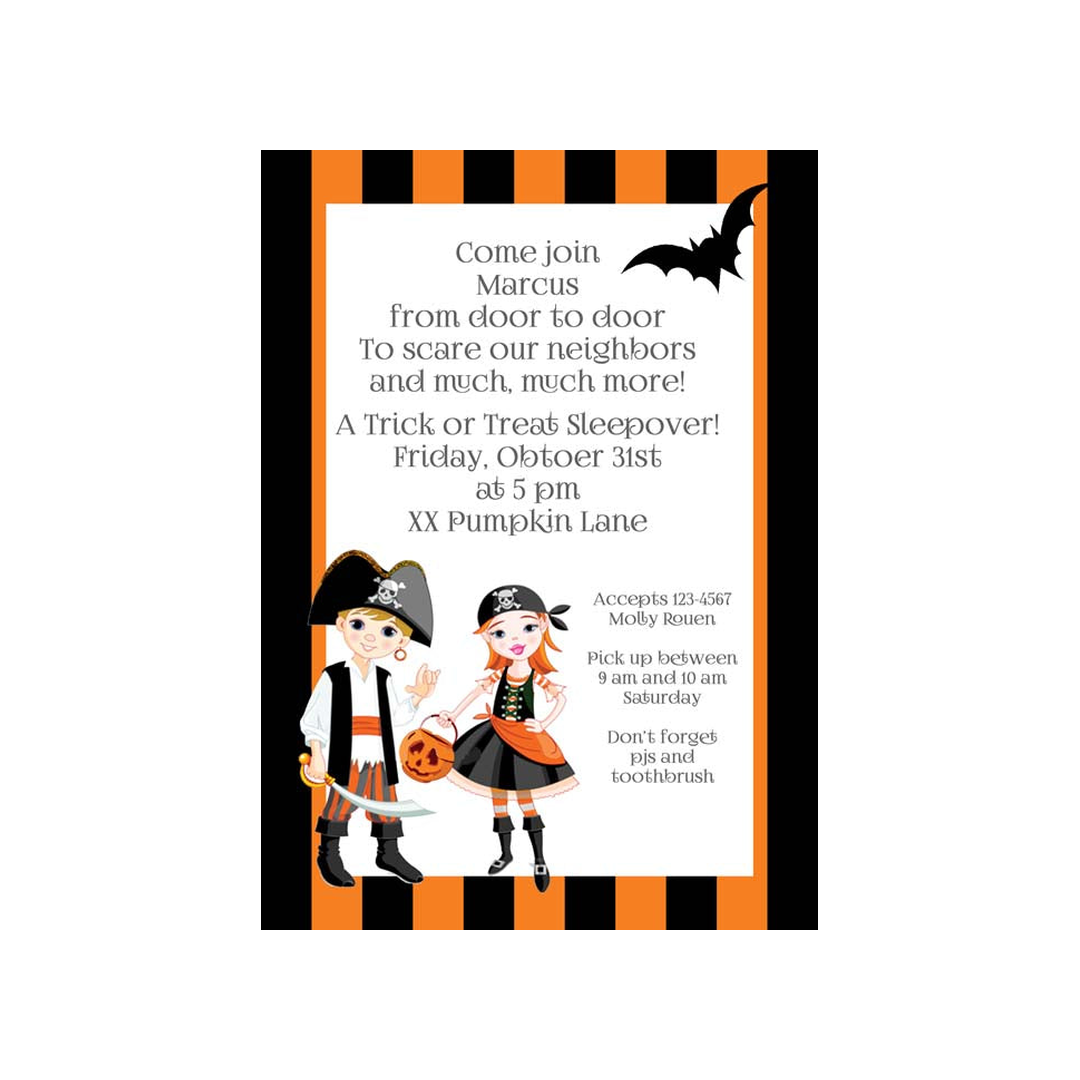 CHILDREN IN PIRATE COSTUMES CUSTOM INVITATION