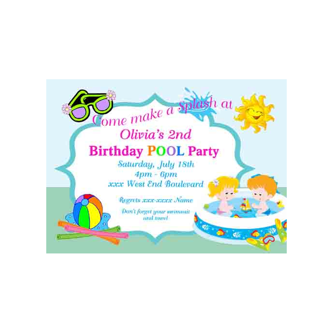 CHILDREN IN POOL CUSTOM INVITATION