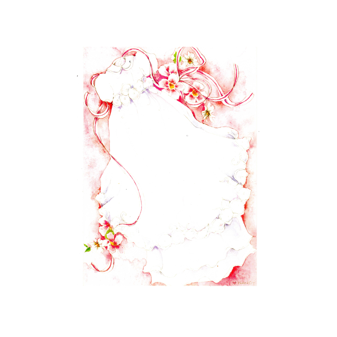 CHRISTENING GOWN WITH PINK ACCENTS - BLANK STOCK INVITATIONS