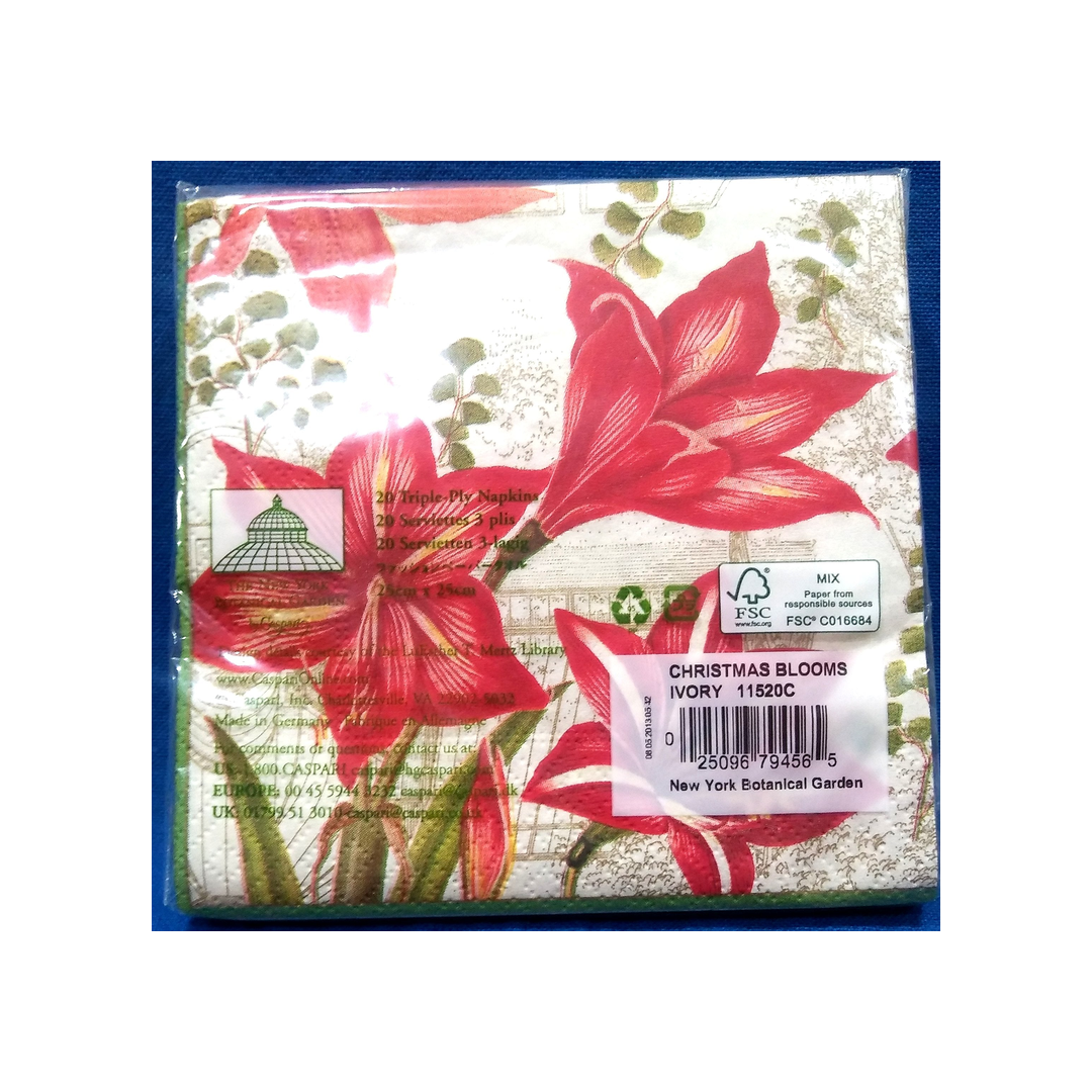 CHRISTMAS BLOOMS CASPARI PAPER BEVERAGE NAPKINS