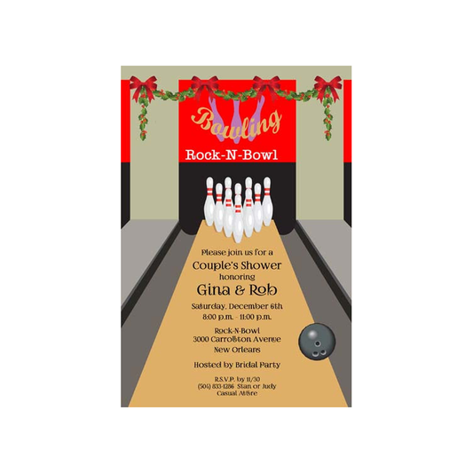 CHRISTMAS BOWLING ALLEY CUSTOM INVITATION