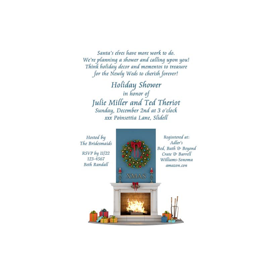 CHRISTMAS BY THE FIREPLACE CUSTOM INVITATION