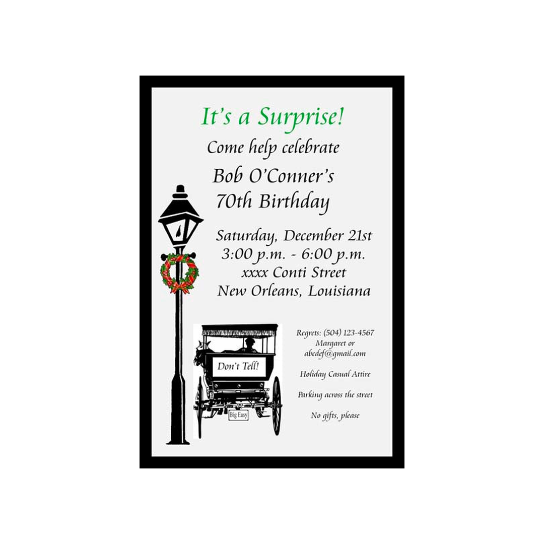 CHRISTMAS LAMPPOST, AND HORSE AND BUGGY CUSTOM INVITATION