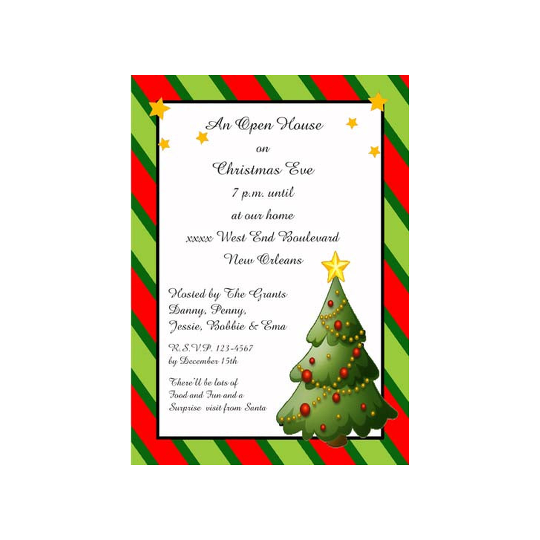CHRISTMAS TREE WITH STARS CUSTOM INVITATION