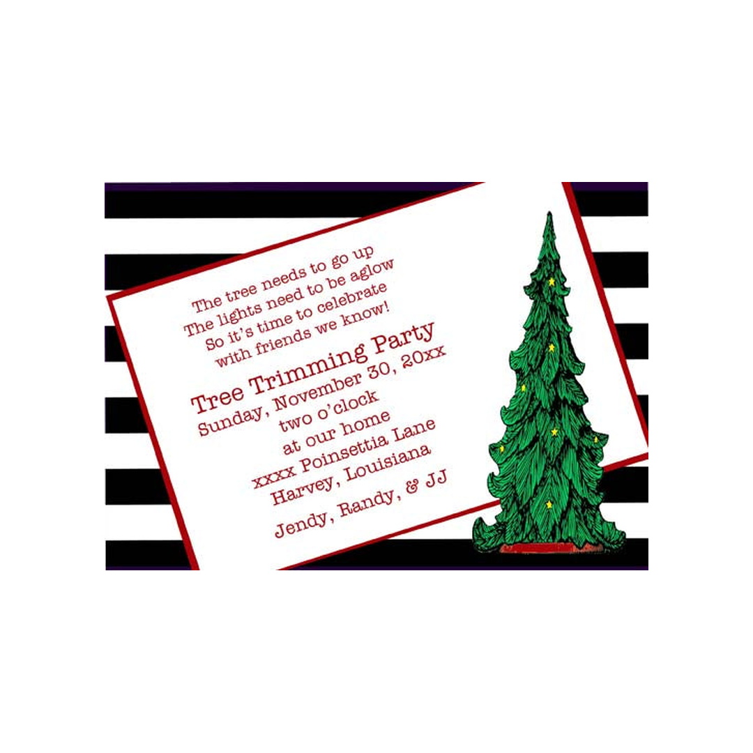 CHRISTMAS TREE WITH TITLED WORDS CUSTOM INVITATION