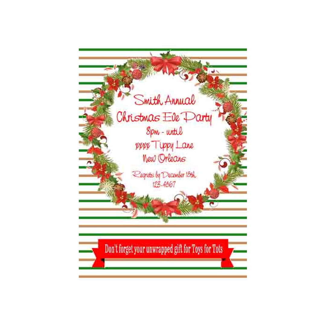 CHRISTMAS WREATH CUSTOM INVITATION