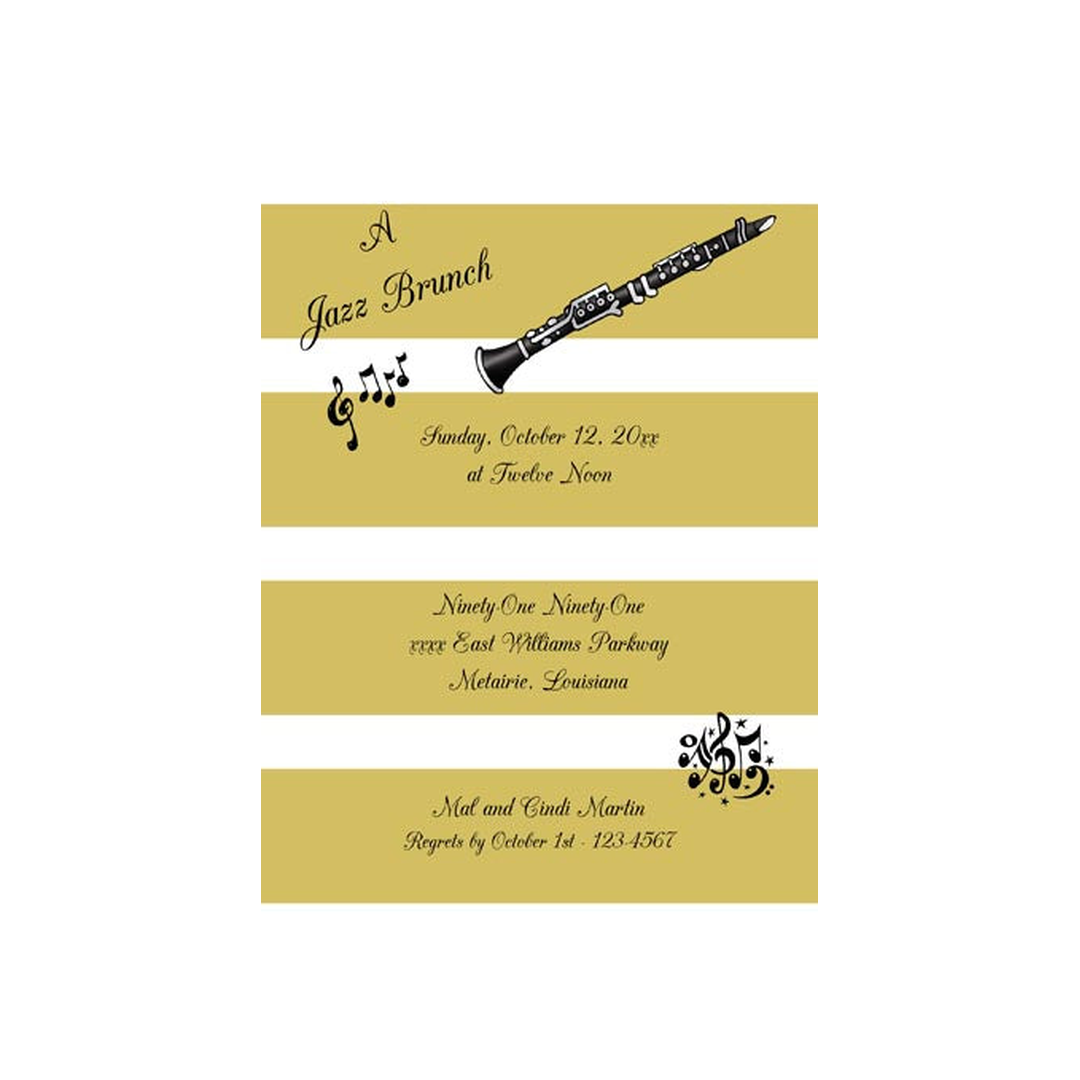 CLARINET AND JAZZ IT UP CUSTOM INVITATION