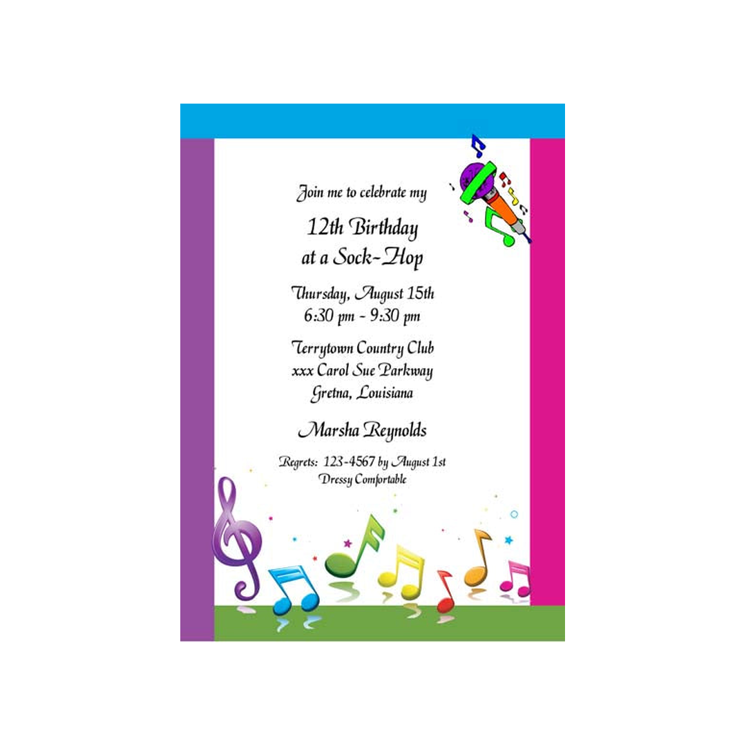 COLORFUL MUSICAL NOTES CUSTOM INVITATION