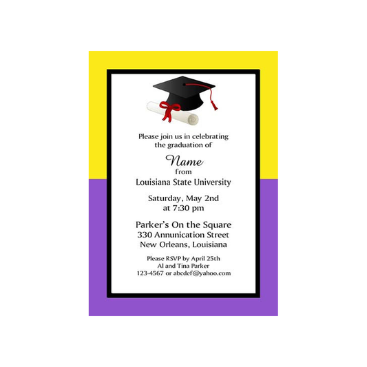 COLOR BLOCK SCHOOL COLORS GRADUATION CUSTOM INVITATION