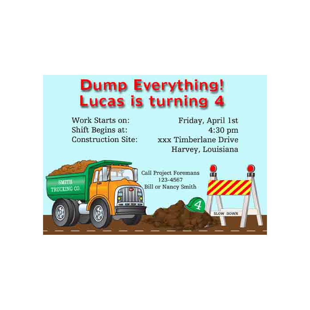 CONSTRUCTION ZONE CUSTOM INVITATION