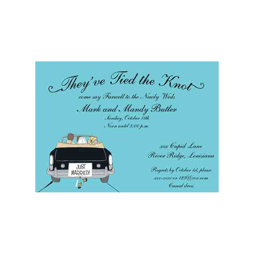 CONVERTIBLE WITH BRIDE & GROOM CUSTOM INVITATION