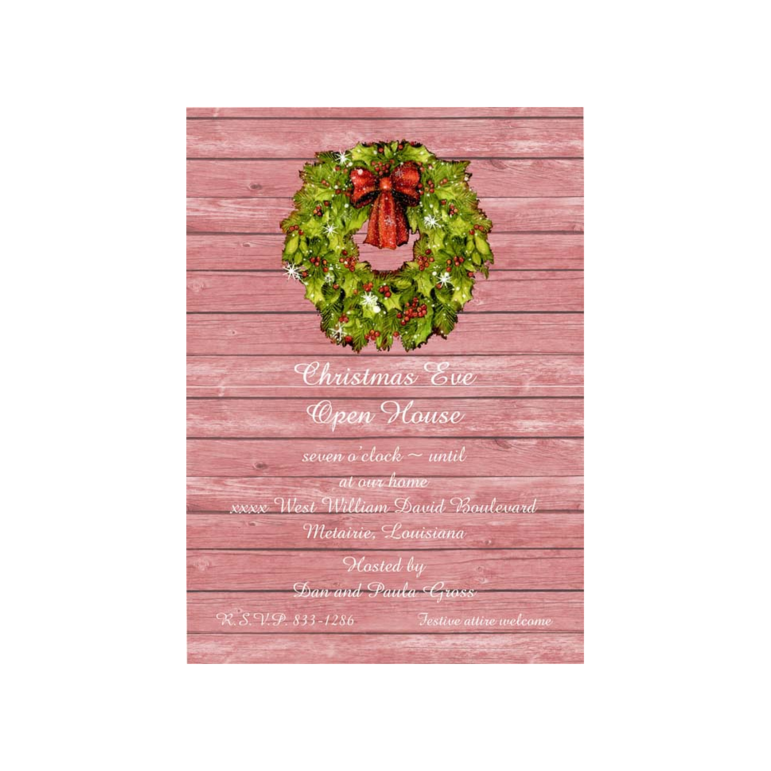 COUNTRY FARMHOUSE CHRISTMAS WREATH CUSTOM INVITATION