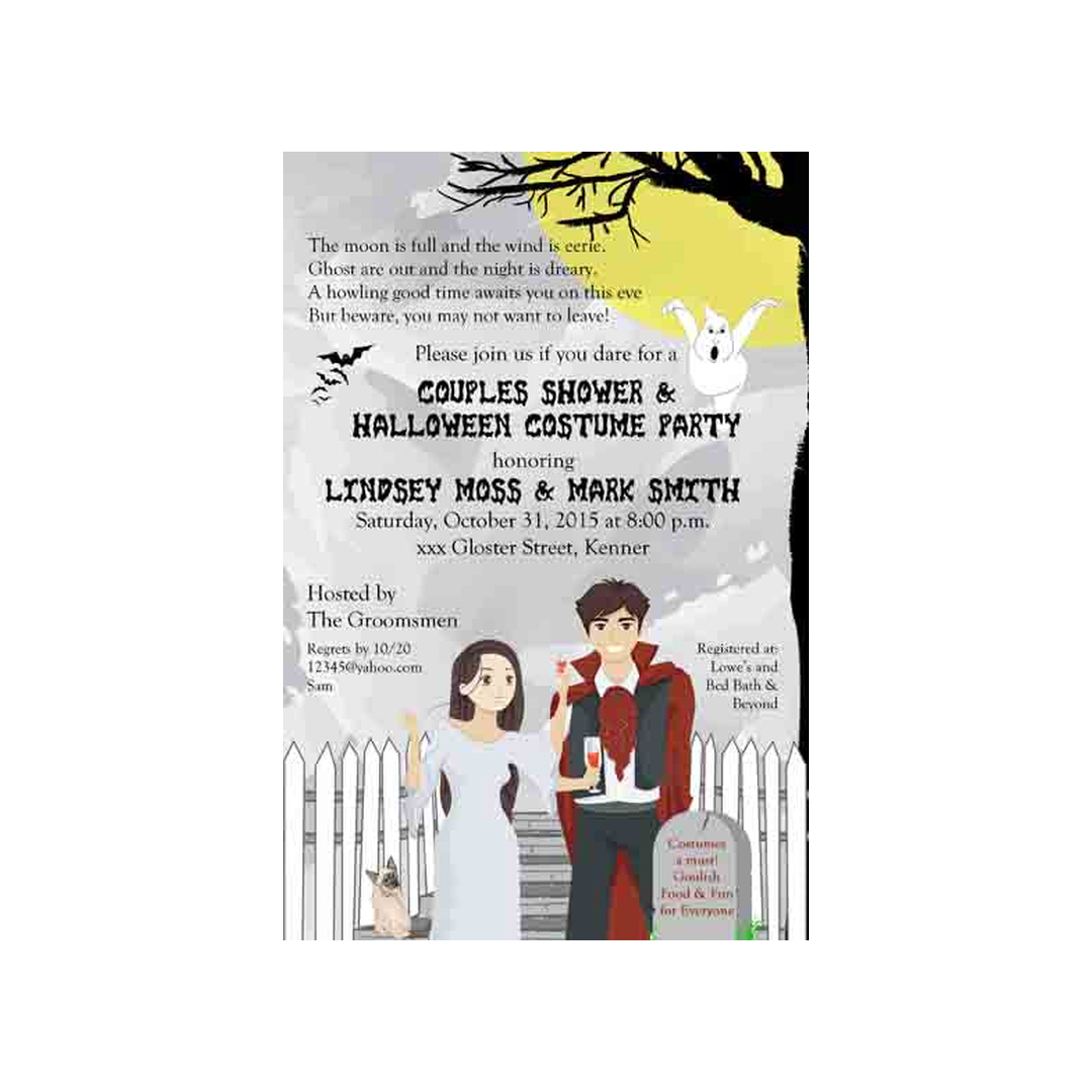 COUPLE IN GRAVEYARD CUSTOM INVITATION