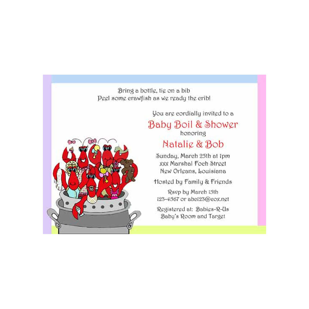 CRAWFISH BABY SHOWER CUSTOM INVITATION