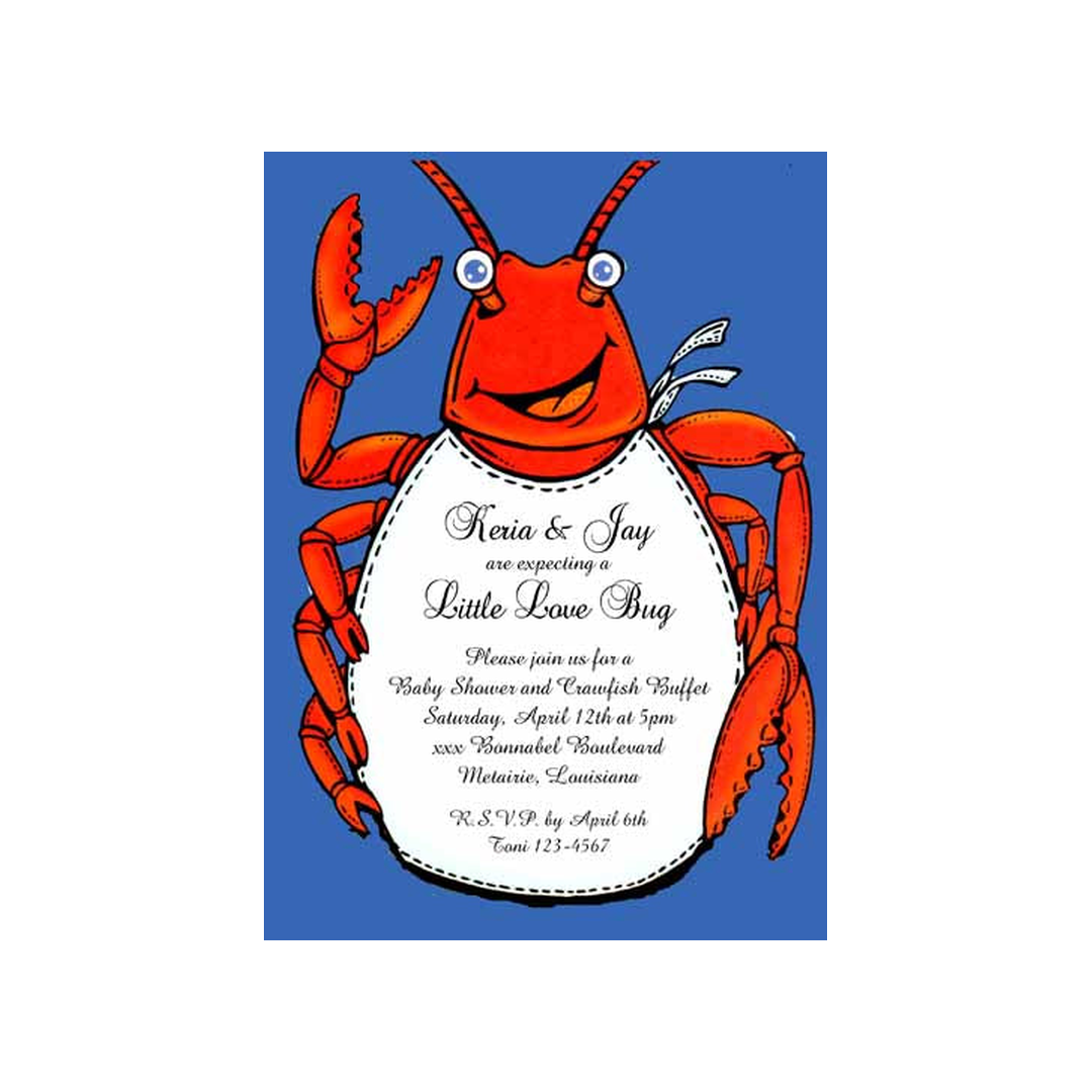 CRAWFISH WITH BIB CUSTOM INVITATION