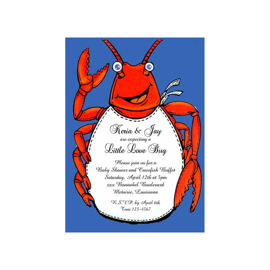 CRAWFISH WITH BIB CUSTOM INVITATION