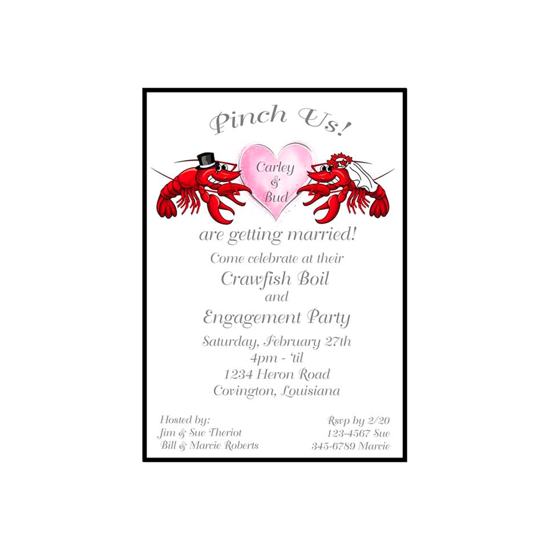 CRAWFISH WITH HEART CUSTOM INVITATION